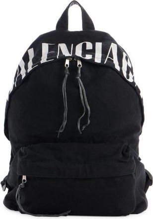 Balenciaga Editor Washed Cotton Canvas & Leather Backpack in Black/White at Nordstrom