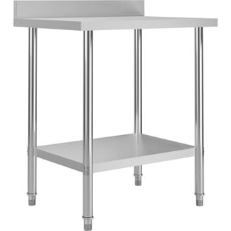 vidaXL Mesa Trabajo Cocina Y Salpicadero Acero Inoxidable 80x60x93 Cm Vidaxl