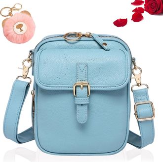 Generic Crossbody Bag, Small Messenger Crossbody Bags Vintage Built in Wallet Shoulder Purse with Card Slots (Light Blue)
