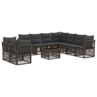 vidaXL Conjunto De Sof&aacute;s De Jard&iacute;n 10 Pcs Gris Rat&aacute;n Sint&eacute;tico Vidaxl