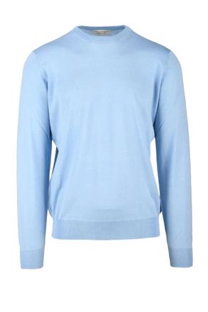FILIPPO DE LAURENTIIS Light Blue Merino Wool Mens Crewneck Sweater