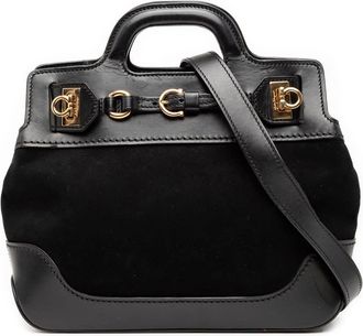 Ferragamo Pre-owned Ferragamo Suede and Calfskin Wanda Top Handle Bag DH-21 C243