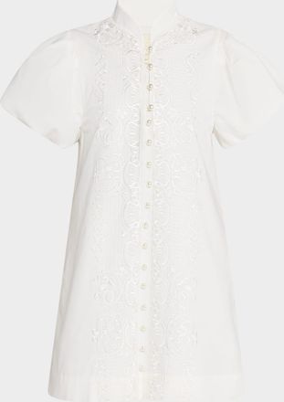 Mestiza New York Elliana Embroidered Puff-Sleeve Mini Dress