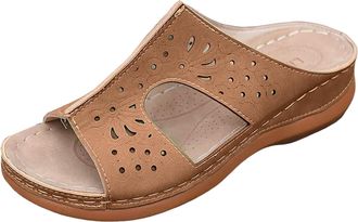 Generic Womens Cut Out Platform Slides Breathable Open Toe Casual Sandals Comfortable Orthopedic Summer Slippers for Women Thick Sole Home Shoes for Indoor Ou