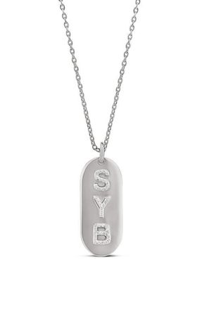 SHYMI Pav&eacute; Cubic Zirconia Name Tag Pendant Necklace in Silver at Nordstrom