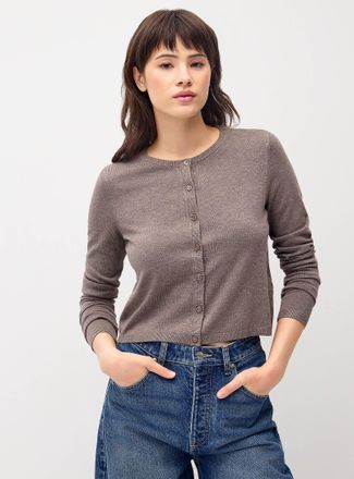 Twik Womens Small-button fine-knit Cardigan Sweater