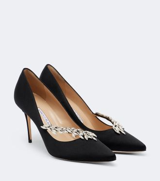 Manolo Blahnik Nadira embellished satin pumps