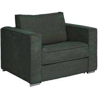 Vente-Unique Vente-unique - Poltrona letto a ribalta Posto letto 70 cm Materasso 14 cm in Velluto a coste Verde - loreto
