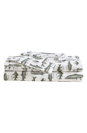 Eddie Bauer Wes Fish 200 Thread Count Cotton Percale Full Sheet Set in Green at Nordstrom Rack