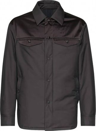Ferragamo Mens Satin Panel Shirt Jacket In Black