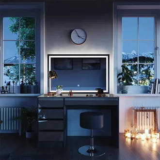 Vicco Tocador Sherry, Antracita, 120 Cm Con Espejo Led Y Taburete