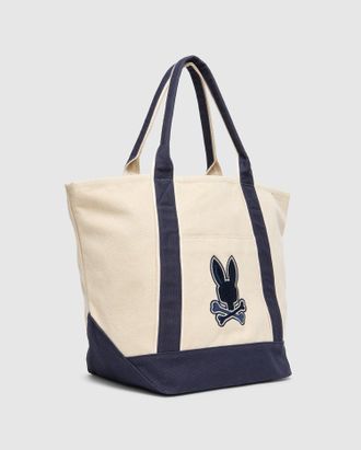 Psycho Bunny Mens Graphic Tote 104 NATURAL LINEN / O/S