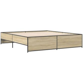 vidaXL Vidaxl - Estructura Cama Madera Ingenier&iacute;a Metal Roble Sonoma 180x200 Cm