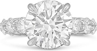 Diana M. Jewels Platinum lab grown 12ct Lab Grown Round Diamond Halo Ring with Diamond Accents