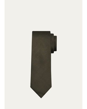 Ermenegildo Zegna Mens Micro-Jacquard Silk Tie