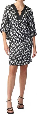 Joseph Ribkoff Flutter Sleeve Dress In Black/moonstone