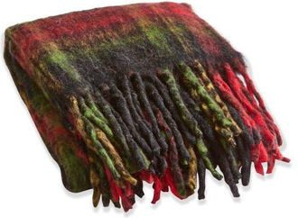 Tag Wooly Plaid Throw Blanket with Fringe Red Multi Christmas Decor at Nordstrom