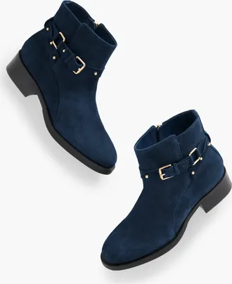 Talbots Waverly Studs Suede Ankle Boots - Indigo - 6 1/2 M Talbots