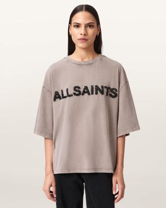 AllSaints Cotton Vena Amelie Oversized T-shirt, Size: XS
