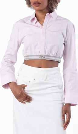 Loewe Womens Logo Elastic Collar Cropped Shirt, Brand Size 36 ( US Size 4 )