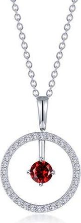Lafonn Simulated Diamond Lab-Created Birthstone Reversible Pendant Necklace in Red/January at Nordstrom Rack, Size 20