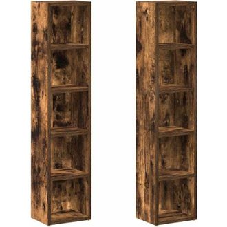 vidaXL Vidaxl - Estantería para cd 2 uds madera roble ahumado 21x16x93,5 cm