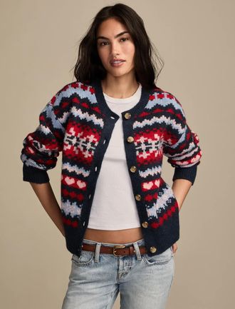 Lucky Brand Womens Fairisle Cardigan