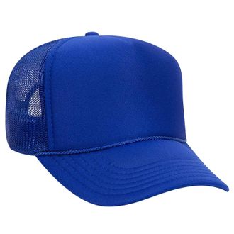 OTTO Wholesale 12 x Cap 5 Panel Mid Profile Mesh Back Trucker Hat, Royal, One size