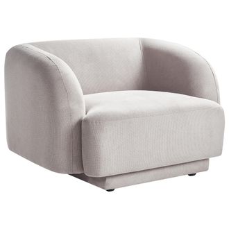 Beliani Beliani - Sill&oacute;n Curvado Glam Art Deco Con Reposabrazos Tela Gris Claro Skjanes