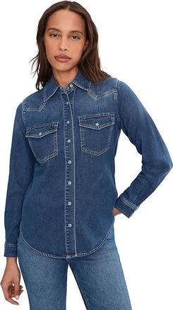 Liverpool L.A. Western Slim Denim Shirt Womens Clothing Wilder : LG, Cotton/Denim/Linen
