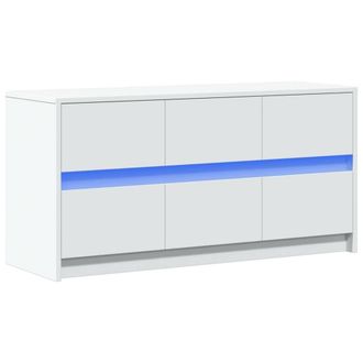 Berkfield Home TV Cabinet with LED White 100x34x50 cm Engineered Wood | Size: 100 x 34 x 50 cm