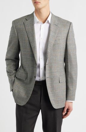 Canali Siena Regular Fit Grey Glen Check Wool & Silk Blend Sport Coat at Nordstrom, Size 40 Us