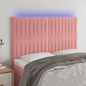 vidaXL Cabecero Con Luces Led Terciopelo Rosa 144x5x118/128 Cm Vidaxl