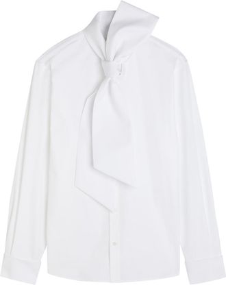 Saint Laurent Scarf-effect Cotton-poplin Shirt - White - 38 (UK10 / S)