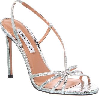 Aquazzura Talk To Me 105 Snake-Embossed Leather Slingback Sandal
