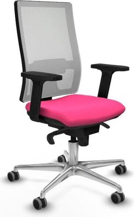 Piqueras y Crespo Piqueras Y Crespo - Horna sincro malla blanca similpiel rosa brazos 2D base aluminio ruedas 65mm engomadas