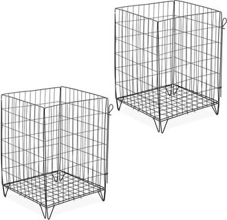 Relaxdays Relaxdays - Compostiera in Metallo, Set da 2, per Compost da Giardino, Cesta per Foglie e Fogliame, 68 x 46 x 46 cm, Nero