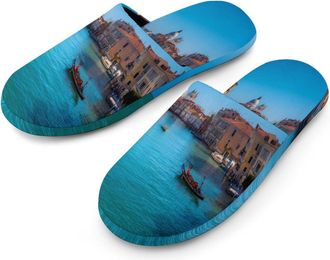 Generic Venice Italy Boats Gondolas Europe Mens Slippers Warm Non-Slip Houes Shose Spa Slipper for Home Bedroom