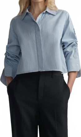 A.L.C. Maude Cropped Cotton Stripe Shirt In Perwinkle