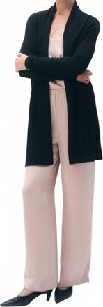White + Warren Cashmere Trapeze Cardigan In Black