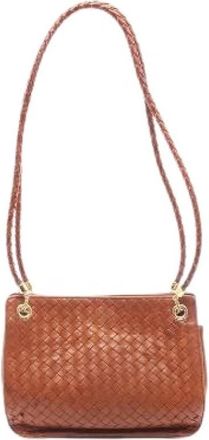 Bottega Veneta Pre-owned Intrecciato Lambskin Shoulder Bag - Dames - Vintage Schoudertas - Bruin - ONE Size - Leer - Vintage