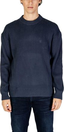Calvin Klein Jeans Mens Ribbed Crew Neck Sweater Classic Style - Dark Grey Cotton - Size EU 54 (Mens)