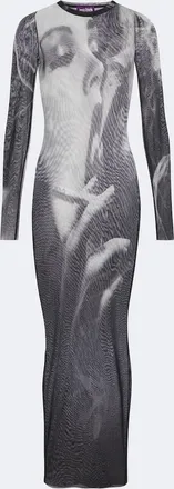 Jean Paul Gaultier Printed mesh maxi dress