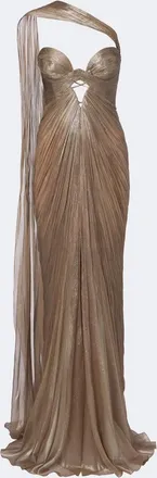 Maria Lucia Hohan Morgan scarf-detail pleated silk bustier gown
