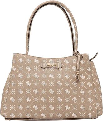 Guess Carrie Logo Tote - Dames - Handtassen - Beige - ONE Size - Leer - Tassen