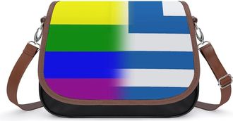 Generic LGBT Gay Greece Flag Small Womens Crossbody Bags Shoulder Handbag with Adjustable Strap for Travel
