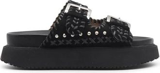Coral Blue Zwarte Platform Slippers - Dames - Sandalen - Zwart - 37 EU - Leer - Schoenen