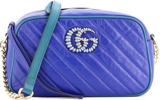 Gucci GG Marmont Shoulder Bag Diagonal Quilted Leather Small crossbody bag - Blauw