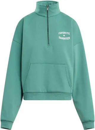 Favorite Daughter Hal Half Zip Sweatshirt in Emerald/off White at Nordstrom, Size X-Small