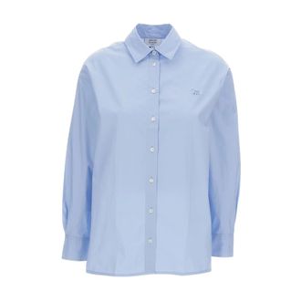 Maison Kitsun&eacute; Shirts, female, Blue, Size: S Baby Fox Patch Shirt